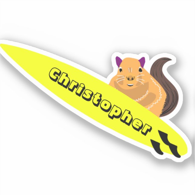 Naughty Eichhörnchen #351 Surfen Aufkleber (Vorderseite)