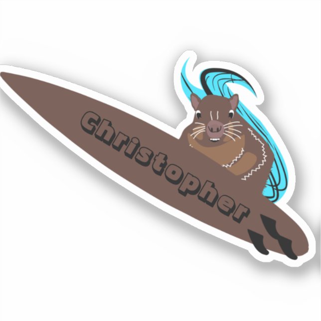 Naughty Eichhörnchen #736 Surfen Aufkleber (Vorderseite)