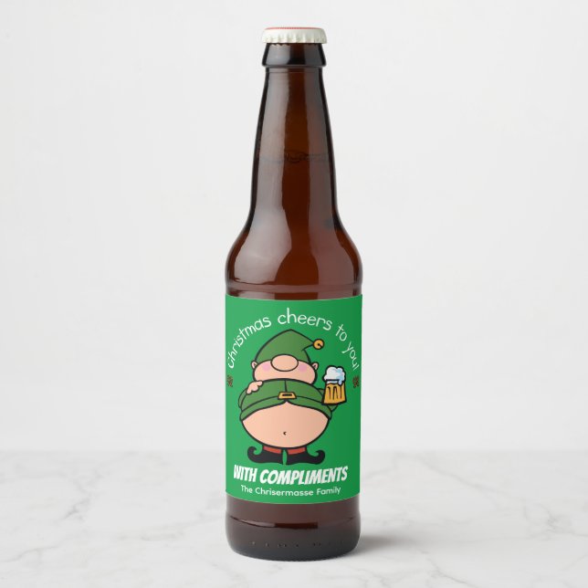 Naughty Elves Green Christmas Beer Label Bierflaschenetikett (Vorderseite)