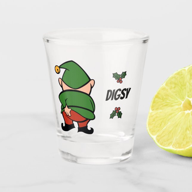 Naughty Elves Juckwein Weihnachtsglas Schnapsglas (Vorderseite)