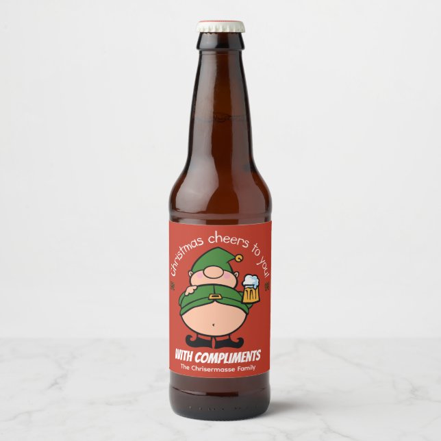 Naughty Elves Red Christmas Bière Étiquette (Devant)