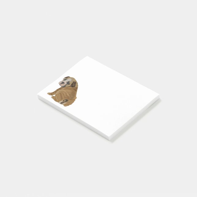 Naughty English Bulldog Puppy Post-it Klebezettel (angewinkelt)