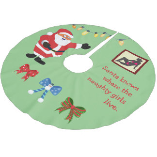 Naughty Girl Bad Santa Funny Joke Spaß Spaß Polyester Weihnachtsbaumdecke