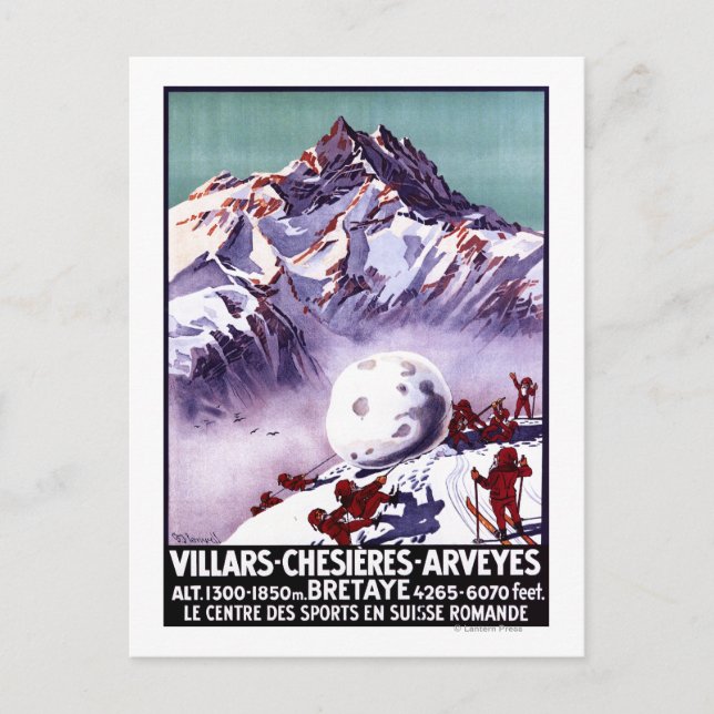 Naughty Gnomes machen Riesenschneeballplakat Postkarte (Vorderseite)