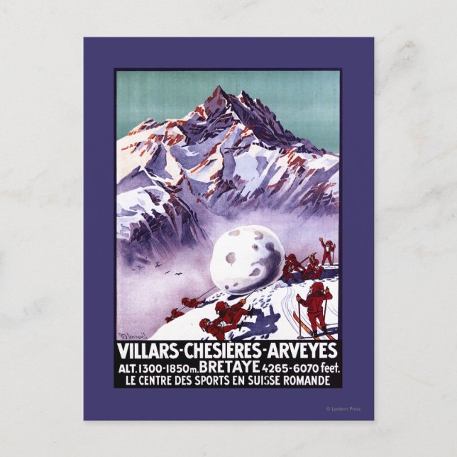 Naughty Gnomes machen Riesenschneeballplakat Postkarte (Vorderseite)