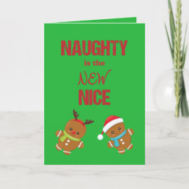 Naughty ist das Neue Nizza mit Lebkuchenjungen Feiertagskarte