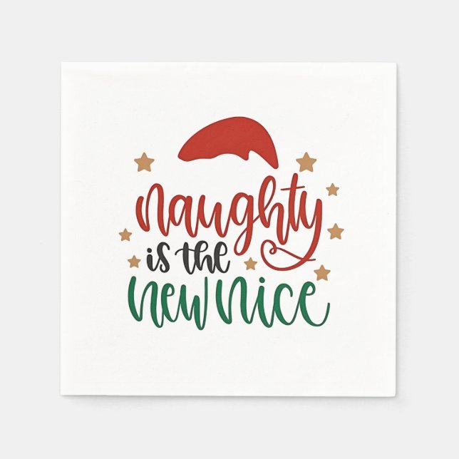 Naughty ist der neue schöne Weihnachtsmann Serviette (Vorderseite)
