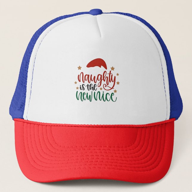 Naughty ist der neue schöne Weihnachtsmann Truckerkappe (Vorderseite)