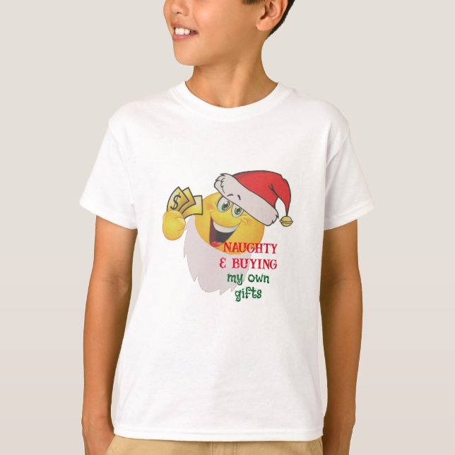 Naughty Kaufen meine Geschenke Shirt - Santa Emoji (Vorderseite)