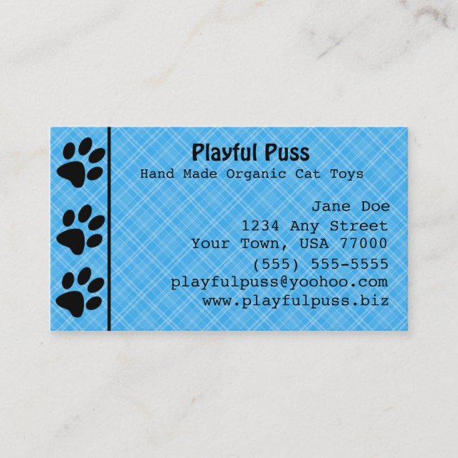 Naughty Kitty Blue Business Card Visitenkarte (Vorderseite)