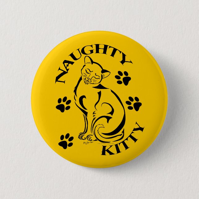 Naughty Kitty Round Button (Vorderseite)