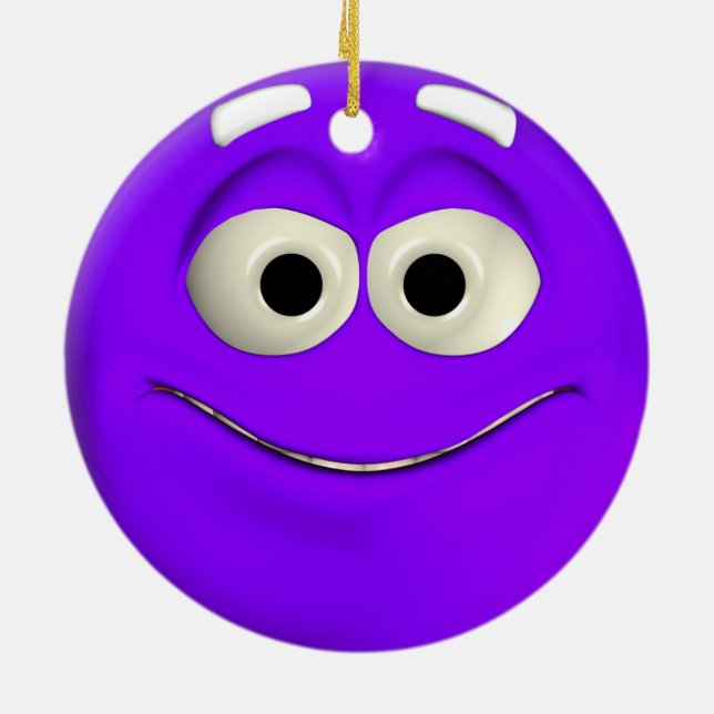 Naughty Lila Emoticon Keramikornament (Hinten)
