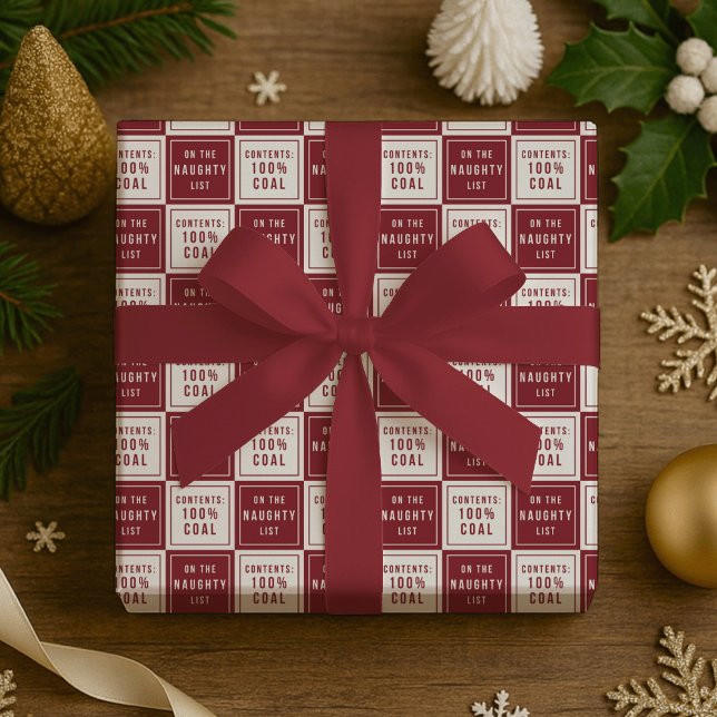 Naughty List 100% Kohle | Rote und weiße Weihnacht Geschenkpapier (Von Creator hochgeladen)