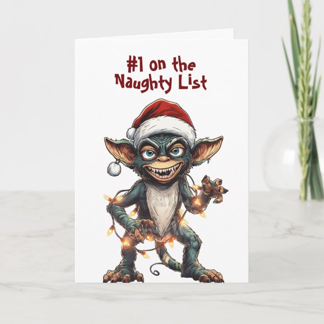 Naughty List Gremlin Karte (Vorderseite)