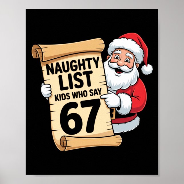Naughty List Kids Who Say 67 Funny Meme Christmas  Poster (Vorne)