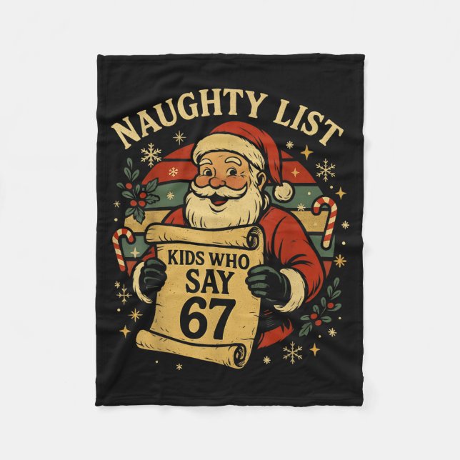 Naughty List Kids Who Say 67 Funny Teacher Christm Fleecedecke (Vorderseite)