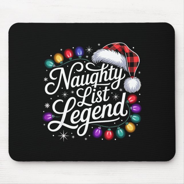 Naughty List Legend Xmas Lights Buffalo Plaid Red  Mousepad (Vorne)