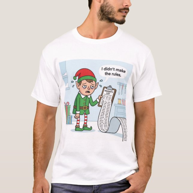 Naughty List Overload – Elf Accountability Tee (Vorderseite)