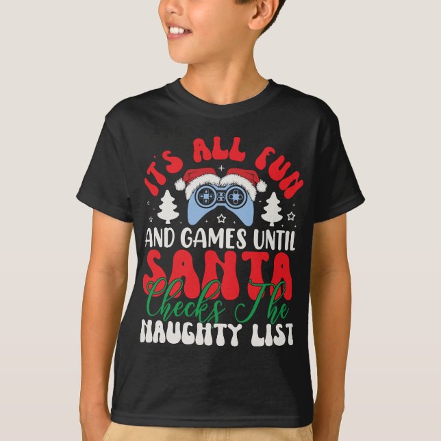 Naughty List warnen Weihnachten Weihnachten 2023 a T-Shirt (Vorderseite)