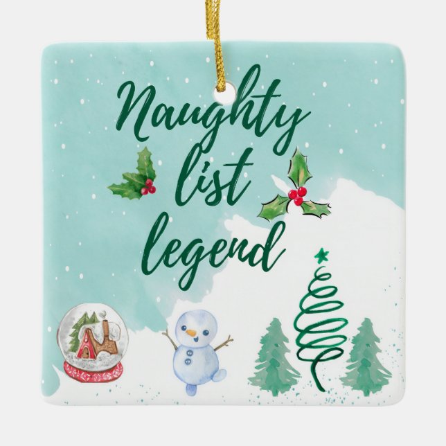 Naughty-Liste Keramikornament (Vorderseite)