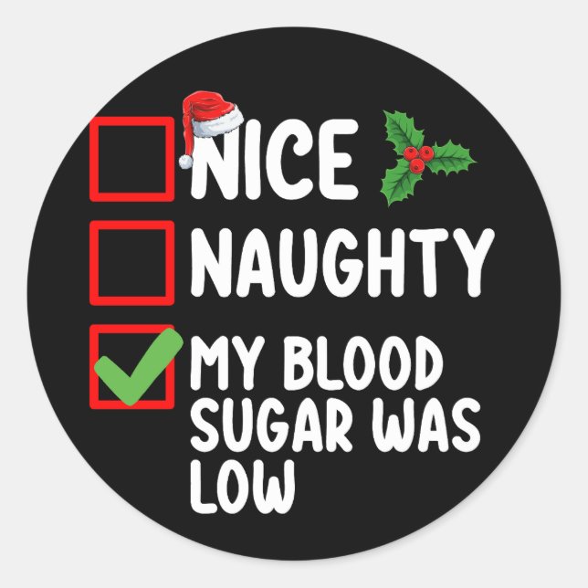 Naughty mein Blutzucker war Diabetes Chris Runder Aufkleber (Vorderseite)
