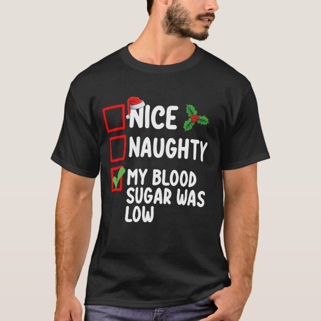 Naughty mein Blutzucker war Diabetes Chris T-Shirt (Vorderseite)