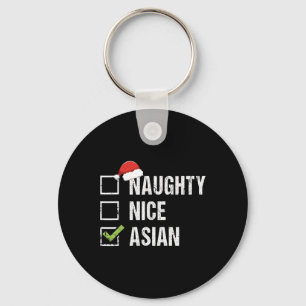 Naughty Nice Asian Asia Weihnachtsmannmütze Weihna Schlüsselanhänger