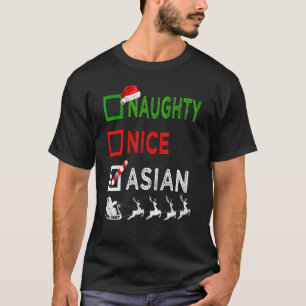 Naughty Nice Asian Christmas Pajamas Weihnachtsman T-Shirt