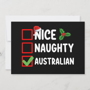 Naughty Nice Australian Christmas List Holiday Einladung