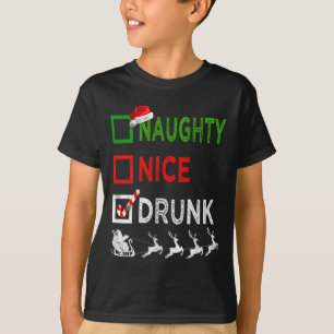Naughty Nice Betrunken Christmas Pajamas Funny San T-Shirt