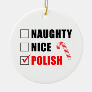 Naughty Nice Candy Cane Keramik Ornament