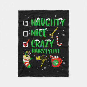 Naughty Nice Crazy Friseursalon Friseur Funny X Fleecedecke