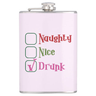 Naughty Nice Drunk Funny Holiday Christmas Mug Flachmann