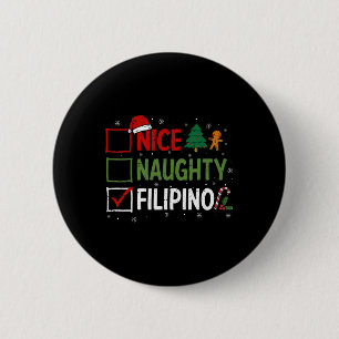 Naughty Nice Filipino Weihnachten Pajamas Santa Cl Button