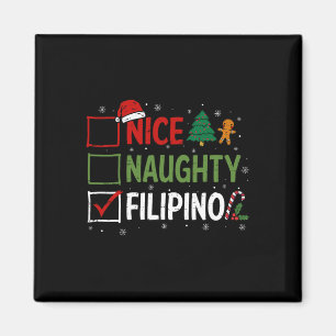 Naughty Nice Filipino Weihnachten Pajamas Santa Cl Magnet