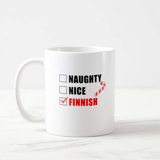 Naughty Nice Finland Christmas Design Coffee Tasse (Links)