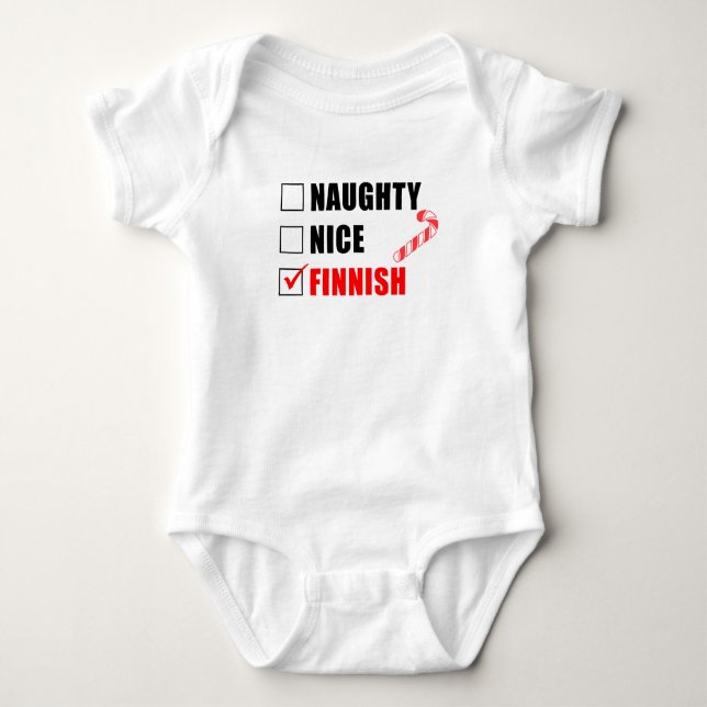 Naughty Nice finnischen Santa List Baby Bodysuit Baby Strampler (Vorderseite)
