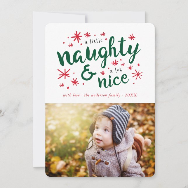 Naughty & Nice Funny Carte photo de vacances (Devant)