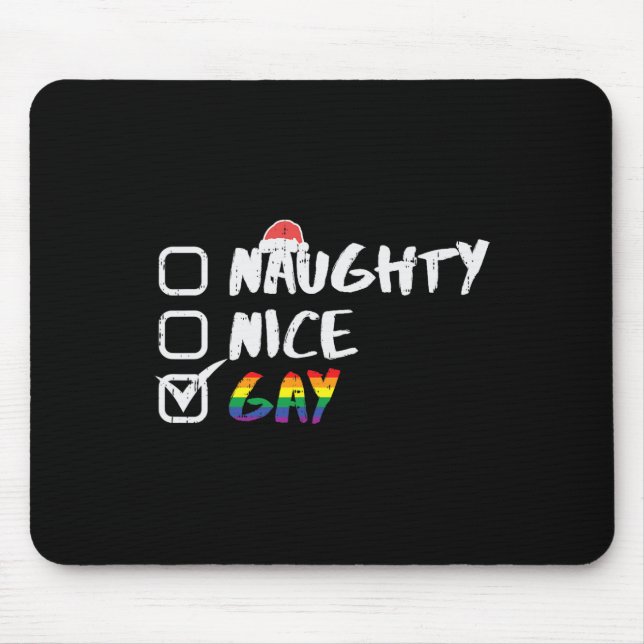 Naughty Nice Gay Rainbow Funny Gay Pride Lgbt Chri Mousepad (Vorne)