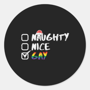 Naughty Nice Gay Rainbow Funny Gay Pride Lgbt Chri Runder Aufkleber