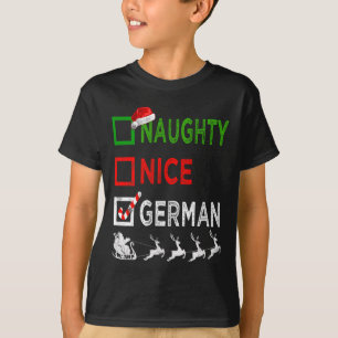 Naughty Nice German Christmas Pajamas Funny Santa T-Shirt