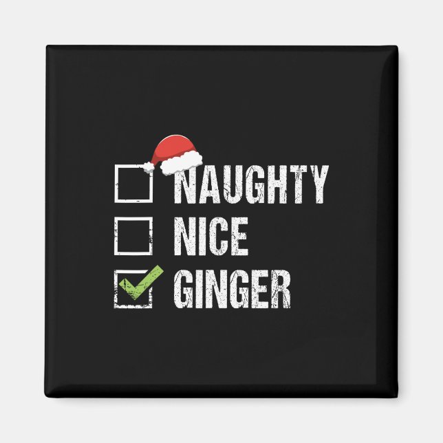 Naughty Nice Ginger Redhead Weihnachtsmannmütze Ir Magnet (Vorne)