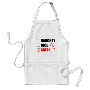 Naughty Nice Griechisches Weihnachtsdesign Erwachs Schürze
