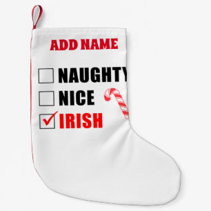 Naughty Nice Irish Personalisiert Kleiner Weihnachtsstrumpf