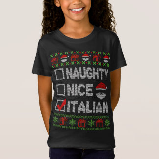 Naughty Nice Italian Xmas Santa Ugly Sweater Funny T-Shirt