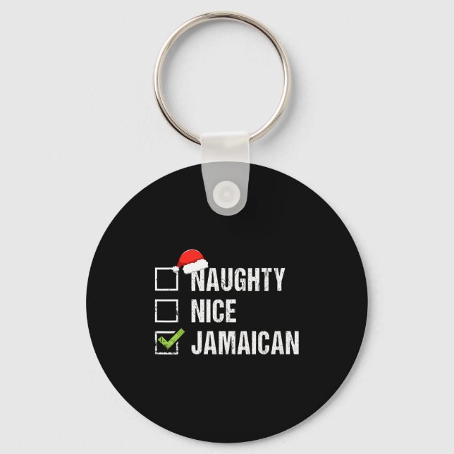 Naughty Nice Jamaican Shirt Santa Hat Christmas Gi Schlüsselanhänger (Vorderseite)