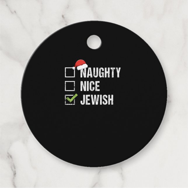 Naughty Nice Jewish Santa Christmas  Geschenkanhänger (Vorderseite)