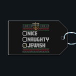 Naughty Nice Jewish Santa Ugly Christmas Hanukkah Geschenkanhänger<br><div class="desc">Naughty Nice Jewish Santa Ugly Christmas Hanukkah</div>