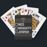 Naughty Nice Jewish Santa Ugly Christmas Hanukkah Spielkarten<br><div class="desc">Naughty Nice Jewish Santa Ugly Christmas Hanukkah</div>