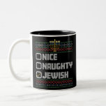 Naughty Nice Jewish Santa Ugly Christmas Hanukkah Zweifarbige Tasse<br><div class="desc">Naughty Nice Jewish Santa Ugly Christmas Hanukkah</div>
